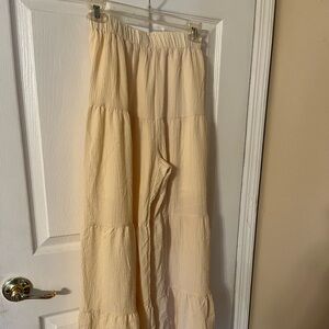 SHEIN Cream Tiered Flowy Wide-Leg Pants